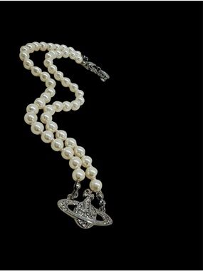 VIVIENNE WESTWOOD PEARL ORB CHOKER SILVER NECKLACE - FULL SET BOX POUCH OS